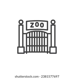 Zoo entrance gate line icon. linear style sign for mobile concept and web design. Zoo gate outline vector icon. Symbol, logo illustration. Vector graphics