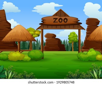 Zoo entrance with no visitors illustration