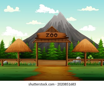 Zoo entrance with no visitors illustration