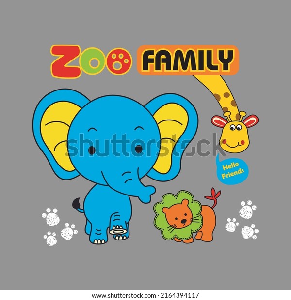 zoo\
family design cartoon vector illustration for t\
shirt