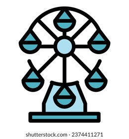 Zoo ferry wheel icon outline vector. Pass card. Safari travel color flat