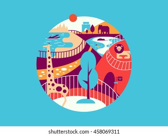 Zoo flat illustration