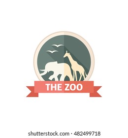 Zoo gate icon in flat color style. Animal park jungle safari
