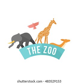 Zoo gate icon in flat color style. Animal jungle park safari
