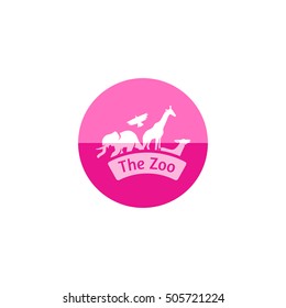 Zoo gate icon in flat color circle style. Animal jungle park safari