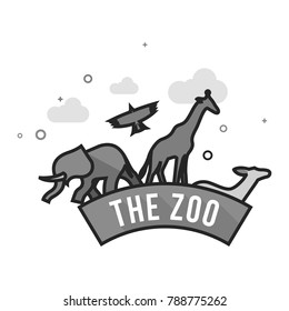 Zoo Gate Icon Flat Outlined Grayscale Stock Vector (Royalty Free ...