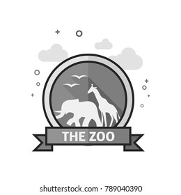 Zoo gate icon in flat outlined grayscale style. Vector illustration.