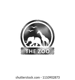 Zoo gate icon in halftone style. Black and white monochrome vector illustration.