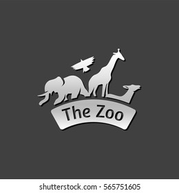 Zoo gate icon in metallic grey color style. Animal park park