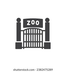 Zoo gate vector icon. filled flat sign for mobile concept and web design. Zoo entrance gate glyph icon. Symbol, logo illustration. Vector graphics