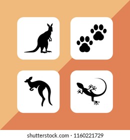 zoo icon. 4 zoo set with animal prints, kangaroo and gecko vector icons for web and mobile app