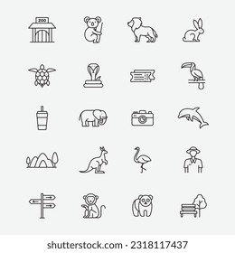 Zoo Icon Set Collection, Editable Simple Design, Simple Illustration Elements