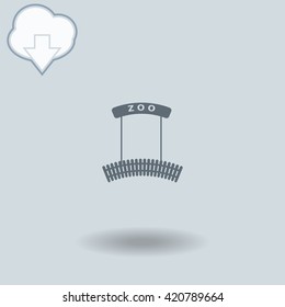 ZOO icon with shadow. Cloud of download with arrow.