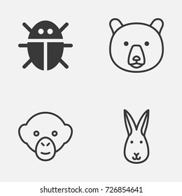 Zoo Icons Set. Collection Of Beetle, Baboon, Bunny And Other Elements. Also Includes Symbols Such As Insect, Bug, Monkey.