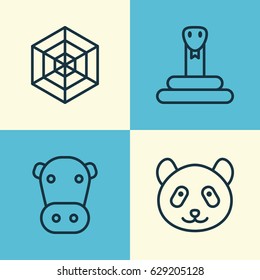 Zoo Icons Set. Collection Of Cobweb, Bear, Serpent And Other Elements. Also Includes Symbols Such As Cow, Milk, Snake.