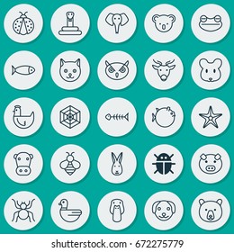 Zoo Icons Set. Collection Of Serpent, Beetle, Night Fowl And Other Elements. Also Includes Symbols Such As Mouse, Animal, Cobweb.