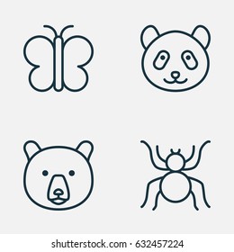 Zoo Icons Set. Collection Of Spider, Bear, Grizzly And Other Elements. Also Includes Symbols Such As Animal, Bear