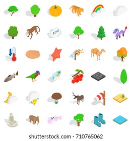 Zoo icons set. Isometric style of 36 zoo vector icons for web isolated on white background