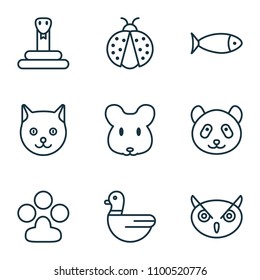 Zoo icons set with seafood, ladybug, owl and other goose elements. Isolated vector illustration zoo icons.