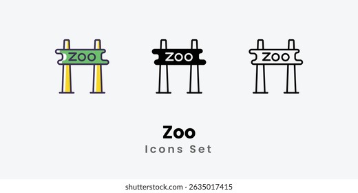 Zoo Icons thin line and glyph vector icon stock illustration