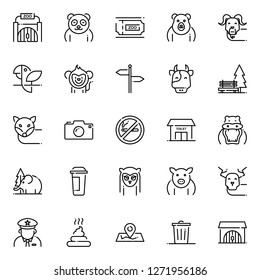 Zoo icons vector set. Vector line simple and thin zoo icons set