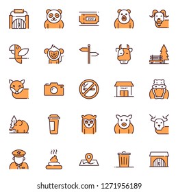 Zoo icons vector set. Vector line simple and thin zoo icons set
