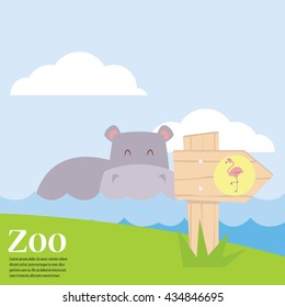 Zoo illustration. Cartoon Animal illustration for kids. wild life illustration. 