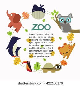 Zoo Illustration Template . Cute cartoon animal for children design series