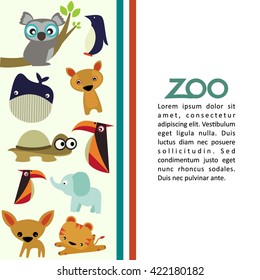 Zoo Illustration Template . Cute cartoon animal for children design series