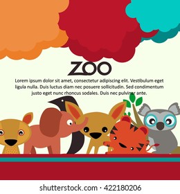 Zoo Illustration Template . Cute cartoon animal for children design series