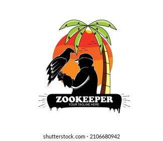 Zoo keeper logo silhouette vector illustration