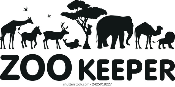 Zoo keeper. Simple design in black. Vector