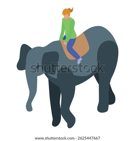 Zoo keeper is taking care of an elephant by riding it during a sunny day at the zoo