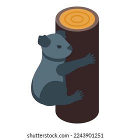 Zoo koala icon isometric vector. Cute bear. Leaf food