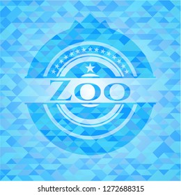 Zoo light blue emblem with triangle mosaic background