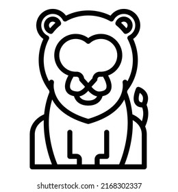 Vector de contorno de icono de león zoológico. Animales de boletos. Tarjeta de paso
