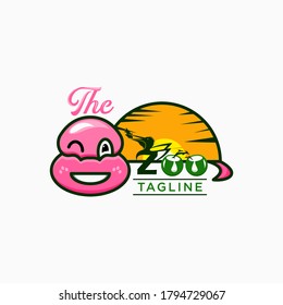 Zoo logo with animals concept design vector template