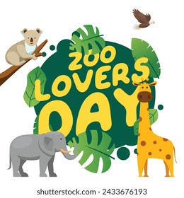 Zoo Lovers Day vector design template good for celebration usage. zoo vector image. vector eps 10. flat image. 