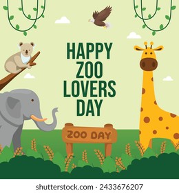 Zoo Lovers Day vector design template good for celebration usage. zoo vector image. vector eps 10. flat image. 