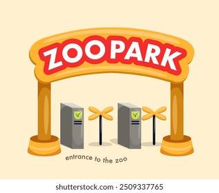 Mapa do zoológico. Entrada para o Wildlife Park ou menagerie com animais africanos. Descanso cultural e lazer, entretenimento. Segurança. Ilustração de vetor de desenhos animados isolada no fundo bege