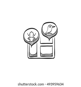 Zoo map icon in doodle sketch lines.