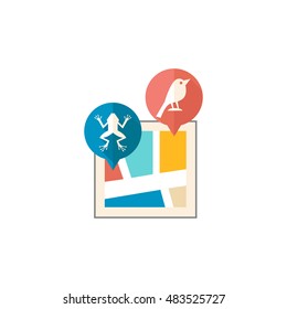 Zoo map icon in flat color style.