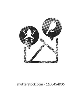 Zoo map icon in halftone style. Black and white monochrome vector illustration.