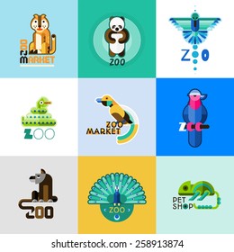 Zoo Market Pet Shop Logo Set Stock Vector Royalty Free 258913874