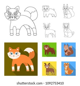 Zoo, nature, reserve and other web icon in outline,flat style.Artiodactyl, nature, ecology, icons in set collection.