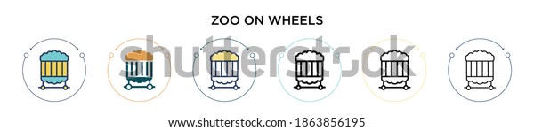 Zoo on\
wheels icon in filled, thin line, outline and stroke style. Vector\
illustration of two colored and black zoo on wheels vector icons\
designs can be used for mobile, ui,\
web