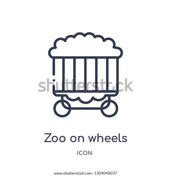 zoo on wheels
icon from transport outline collection. Thin line zoo on wheels
icon isolated on white
background.