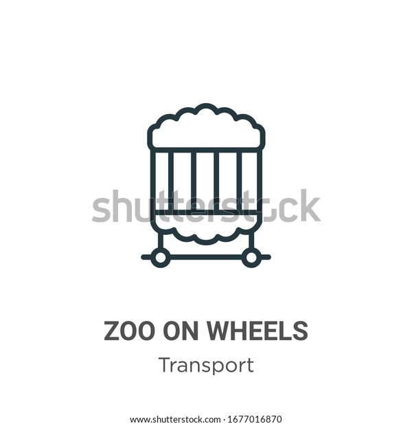 Zoo on wheels\
outline vector icon. Thin line black zoo on wheels icon, flat\
vector simple element illustration from editable transport concept\
isolated stroke on white\
background