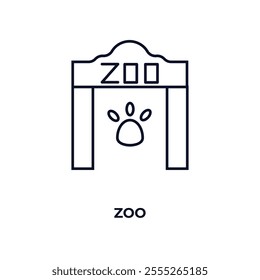 zoo outline icon. Linear vector from entertainment concept. Thin line zoo icon isolated on white background