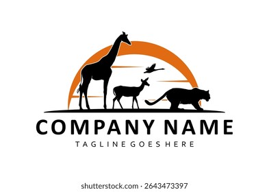 zoo park animais vida selvagem logotipo design ilustração